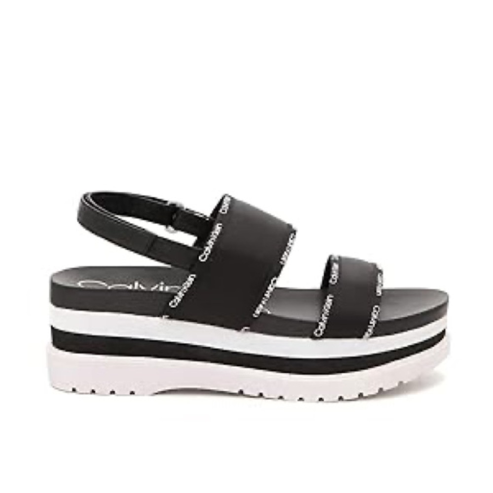 Calvin Klein Black and White Platform Sandals